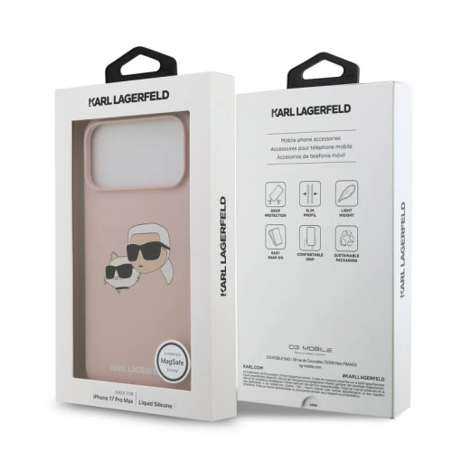 CAPA KARL LAGERFELD SILICONE DOUBLE HEADS IPHONE 17 PRO PINK