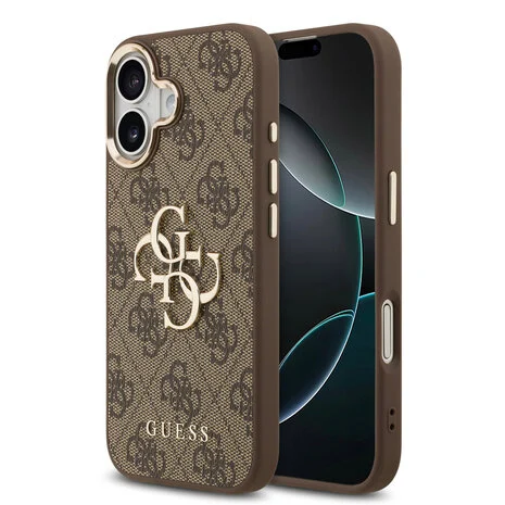 CAPA GUESS IPHONE 17 MAGSAFE LOGO GOLD FRAME BROWN