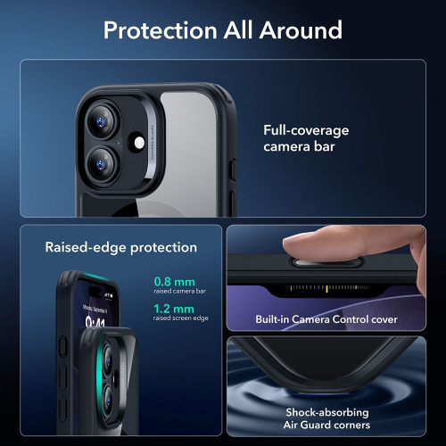 PACK ESR CAPA HYBRID MAGSAFE + PELICULA IPHONE 17 CLEAR BLACK