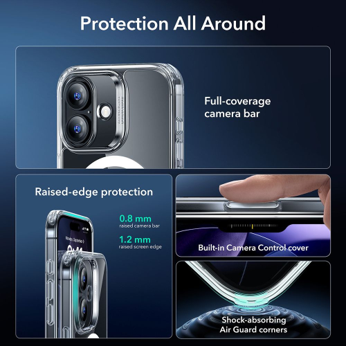 PACK ESR CAPA HYBRID MAGSAFE + PELICULA IPHONE 17 CLEAR 