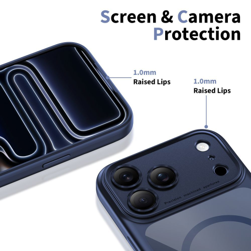 CAPA TECH-PROTECT MAGPEAK MAGSAFE CC IPHONE 17 PRO MAX AZUL/TRANSPARENTE