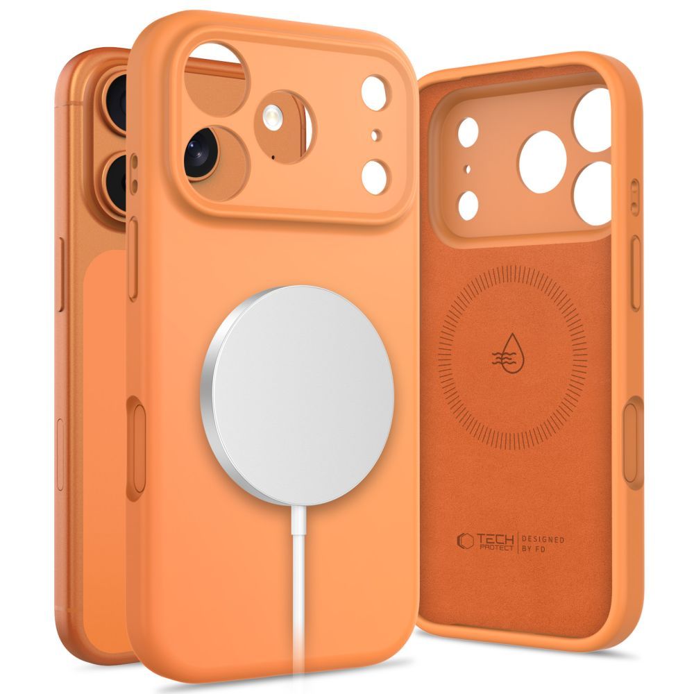 CAPA TECH-PROTECT SILICONE MAGSAFE IPHONE 17 PRO LARANJA COSMICO