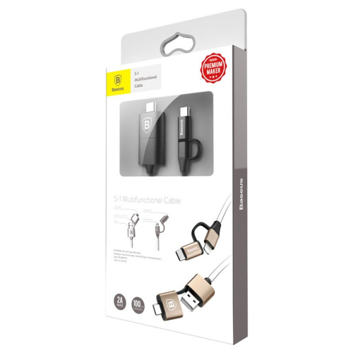 BASEUS - CABO MULTIFUNCIONAL 5 EM 1 NYLON BLACK