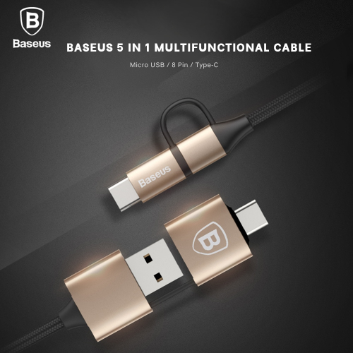 BASEUS - CABO MULTIFUNCIONAL 5 EM 1 NYLON BLACK