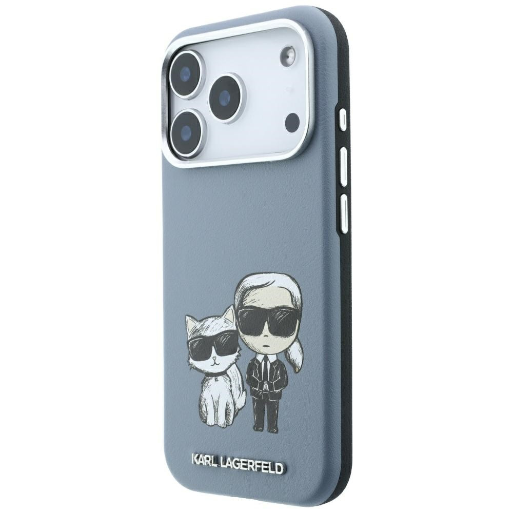 Capa Karl Lagerfeld PU Semi Wrap Smooth Sketch Bodies Magsafe iPhone 17 Pro/ 18 Pro Azul Glaciar