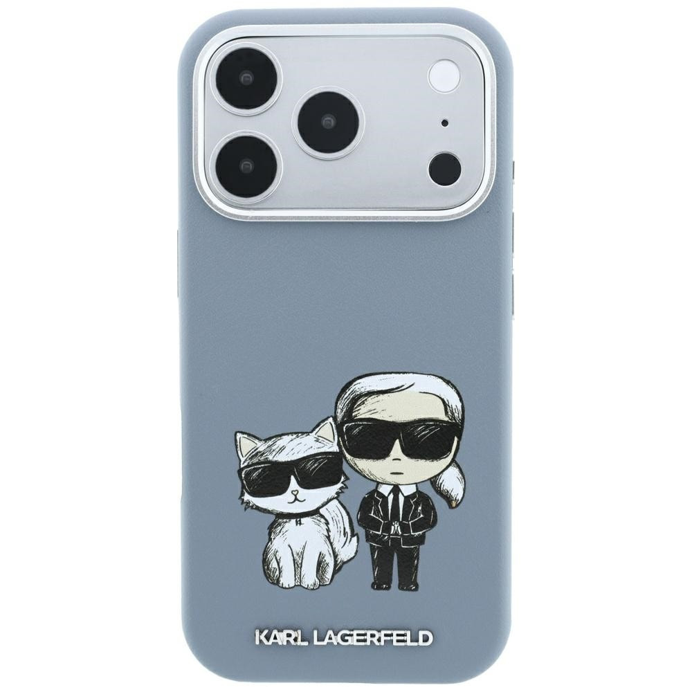 Capa Karl Lagerfeld PU Semi Wrap Smooth Sketch Bodies Magsafe iPhone 17 Pro/ 18 Pro Azul Glaciar