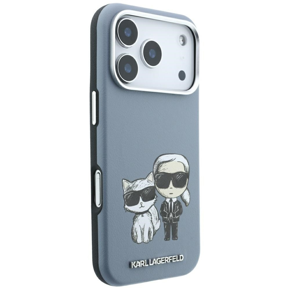 Capa Karl Lagerfeld PU Semi Wrap Smooth Sketch Bodies Magsafe iPhone 17 Pro/ 18 Pro Azul Glaciar