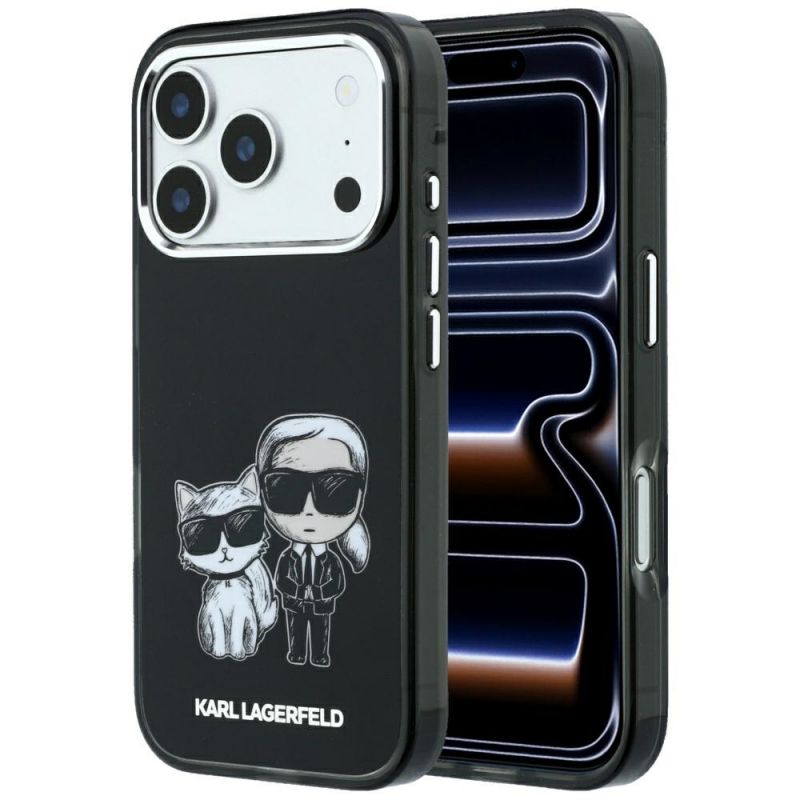 Capa Karl Lagerfeld PU Semi Wrap Smooth Sketch Bodies Magsafe iPhone 17 Pro/ 18 Pro Preto