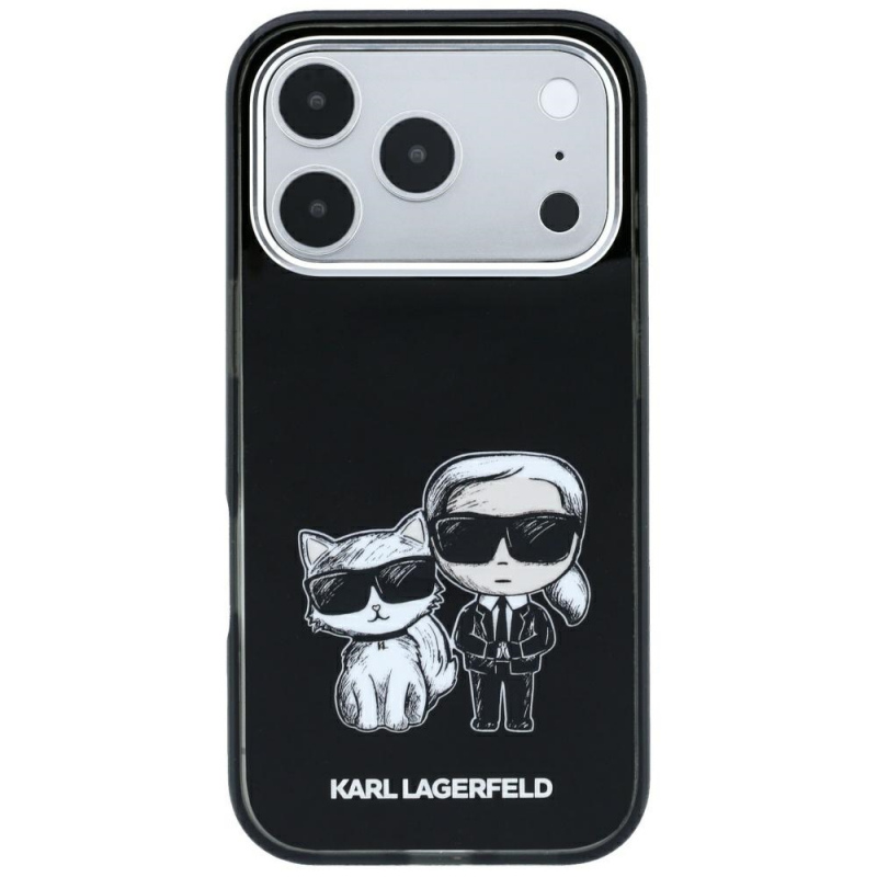 Capa Karl Lagerfeld PU Semi Wrap Smooth Sketch Bodies Magsafe iPhone 17 Pro/ 18 Pro Preto