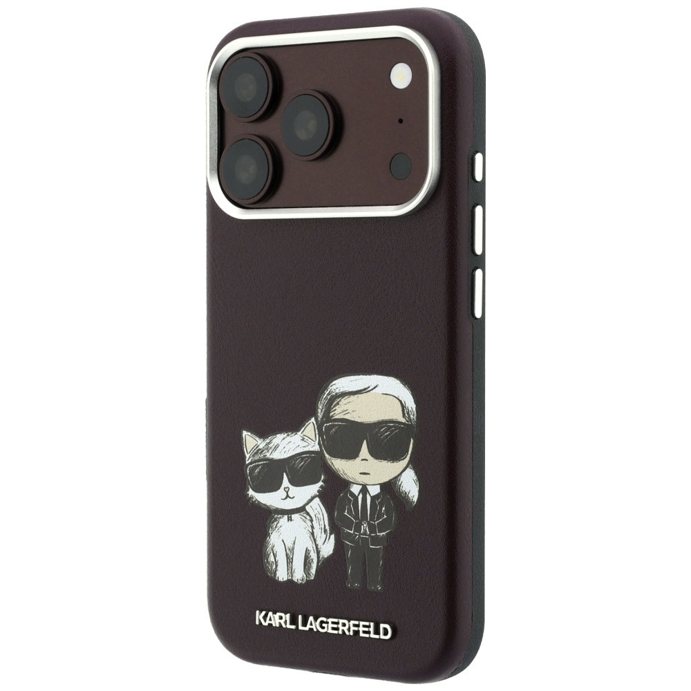Capa Karl Lagerfeld PU Semi Wrap Smooth Sketch Bodies Magsafe iPhone 17 Pro/ 18 Pro Bordô