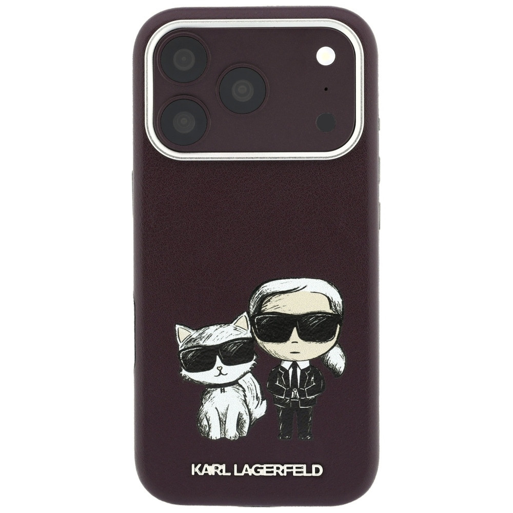 Capa Karl Lagerfeld PU Semi Wrap Smooth Sketch Bodies Magsafe iPhone 17 Pro/ 18 Pro Bordô