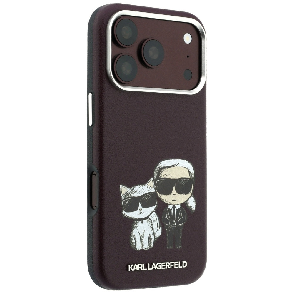 Capa Karl Lagerfeld PU Semi Wrap Smooth Sketch Bodies Magsafe iPhone 17 Pro/ 18 Pro Bordô