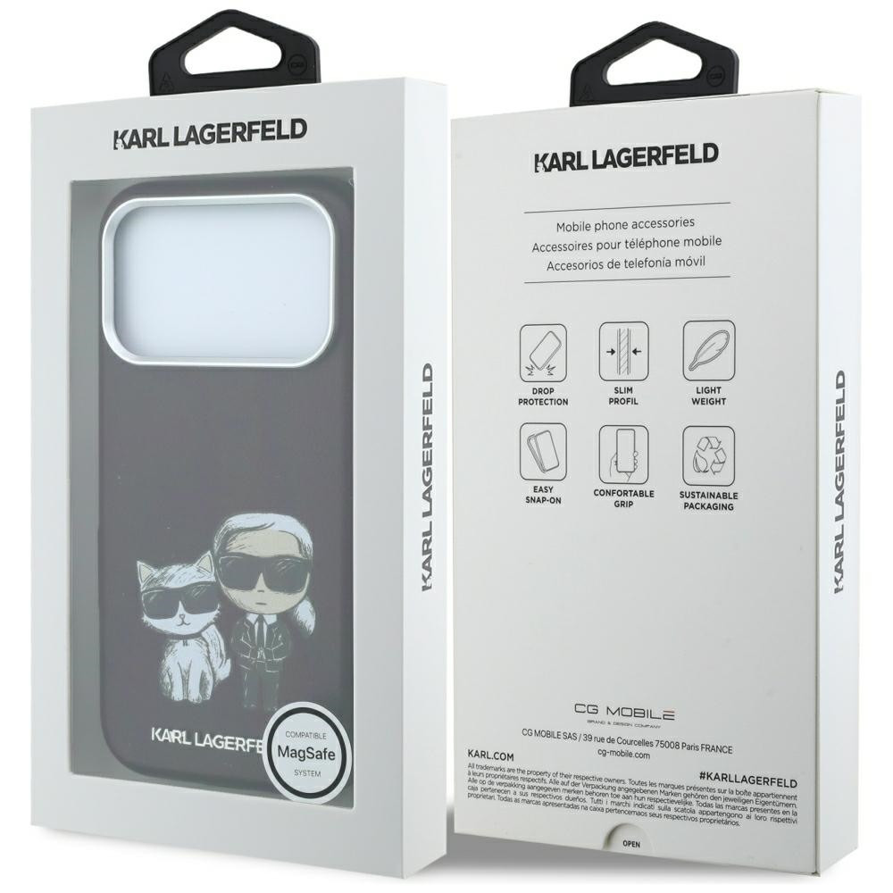 Capa Karl Lagerfeld PU Semi Wrap Smooth Sketch Bodies Magsafe iPhone 17 Pro/ 18 Pro Bordô