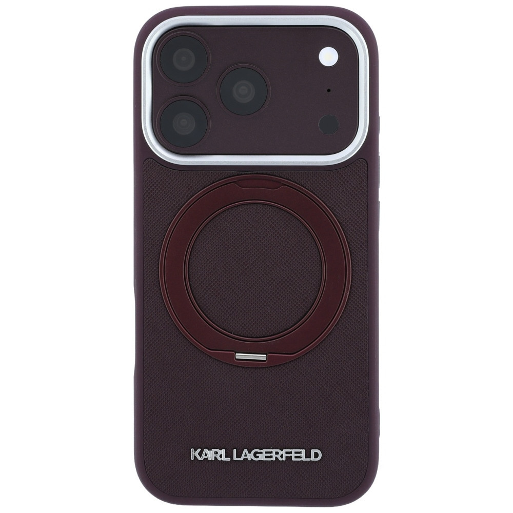 Capa Karl Lagerfeld PU Saffiano Ring Stand MagSafe iPhone 17 Pro Max/ 18 Pro Max Bordô