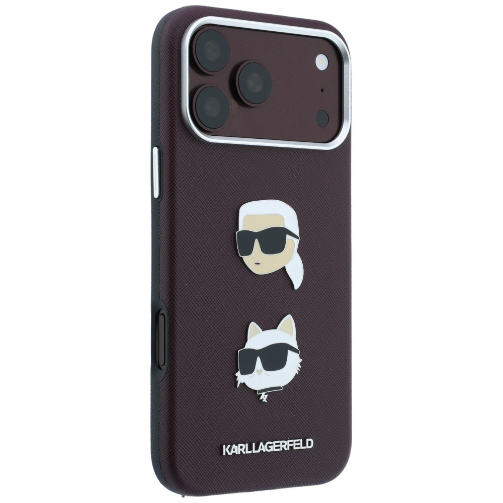 Capa Karl Lagerfeld PU Semi Wrap Saffiano K&CH Heads iPhone 17 Pro Max/ 18 Pro Max Bordô