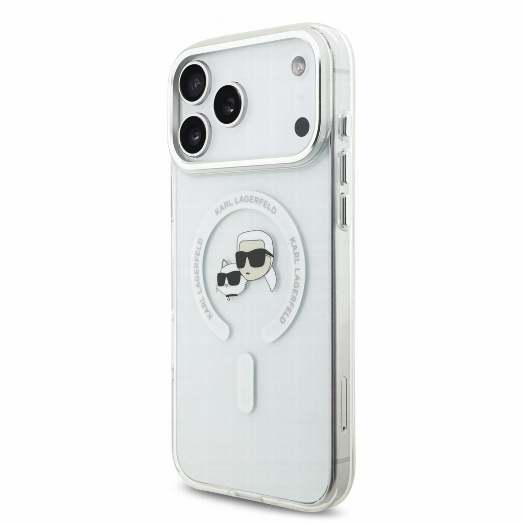.Capa Karl Lagerfeld IML K&CH Heads Metal Frame MagSafe iPhone 17 Pro Max/ 18 Pro Max clear