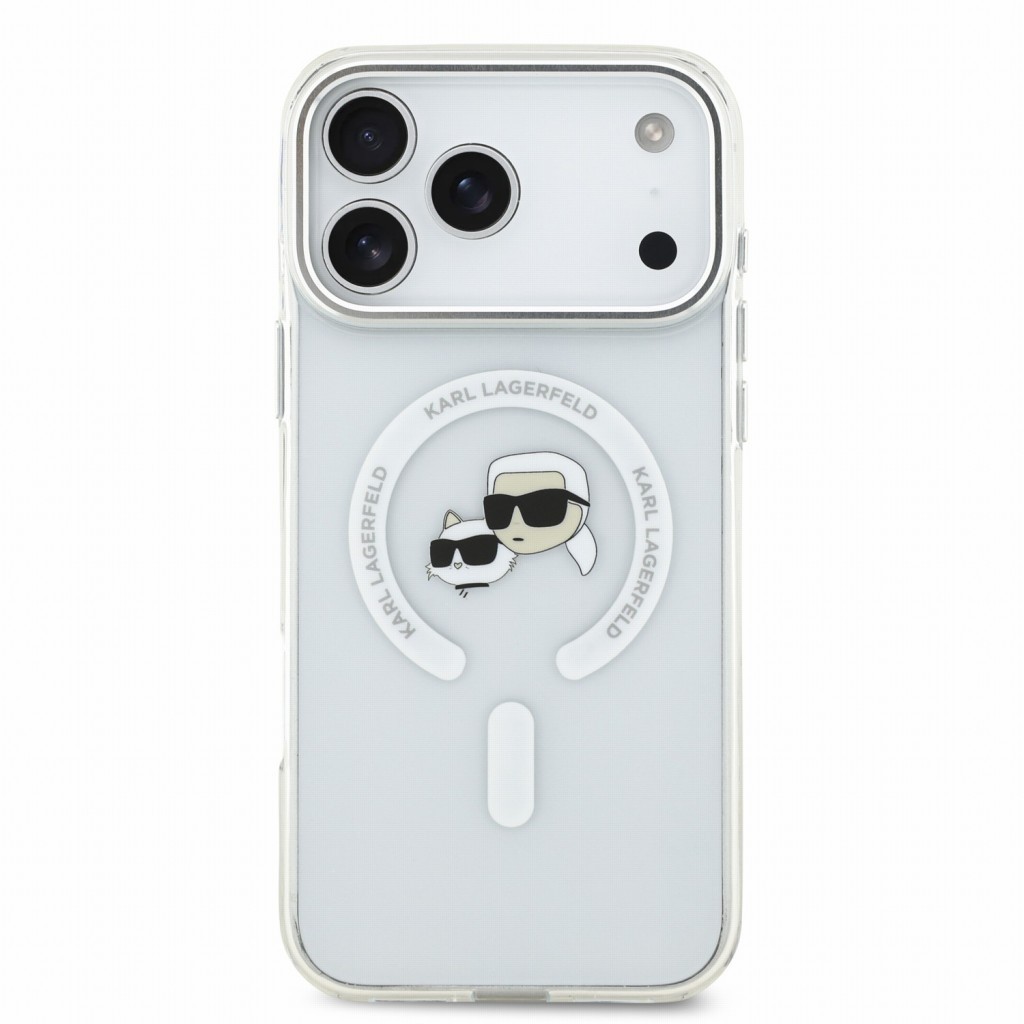 .Capa Karl Lagerfeld IML K&CH Heads Metal Frame MagSafe iPhone 17 Pro Max/ 18 Pro Max clear