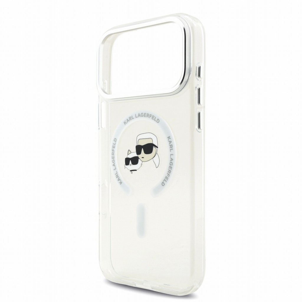 .Capa Karl Lagerfeld IML K&CH Heads Metal Frame MagSafe iPhone 17 Pro Max/ 18 Pro Max clear