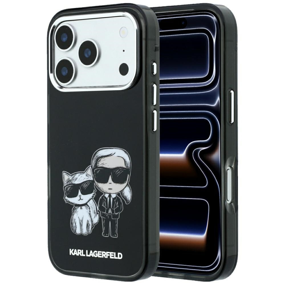 Capa Karl Lagerfeld PU Semi Wrap Smooth Sketch Bodies Magsafe iPhone 17 Pro Max/ 18 Pro Max Preto