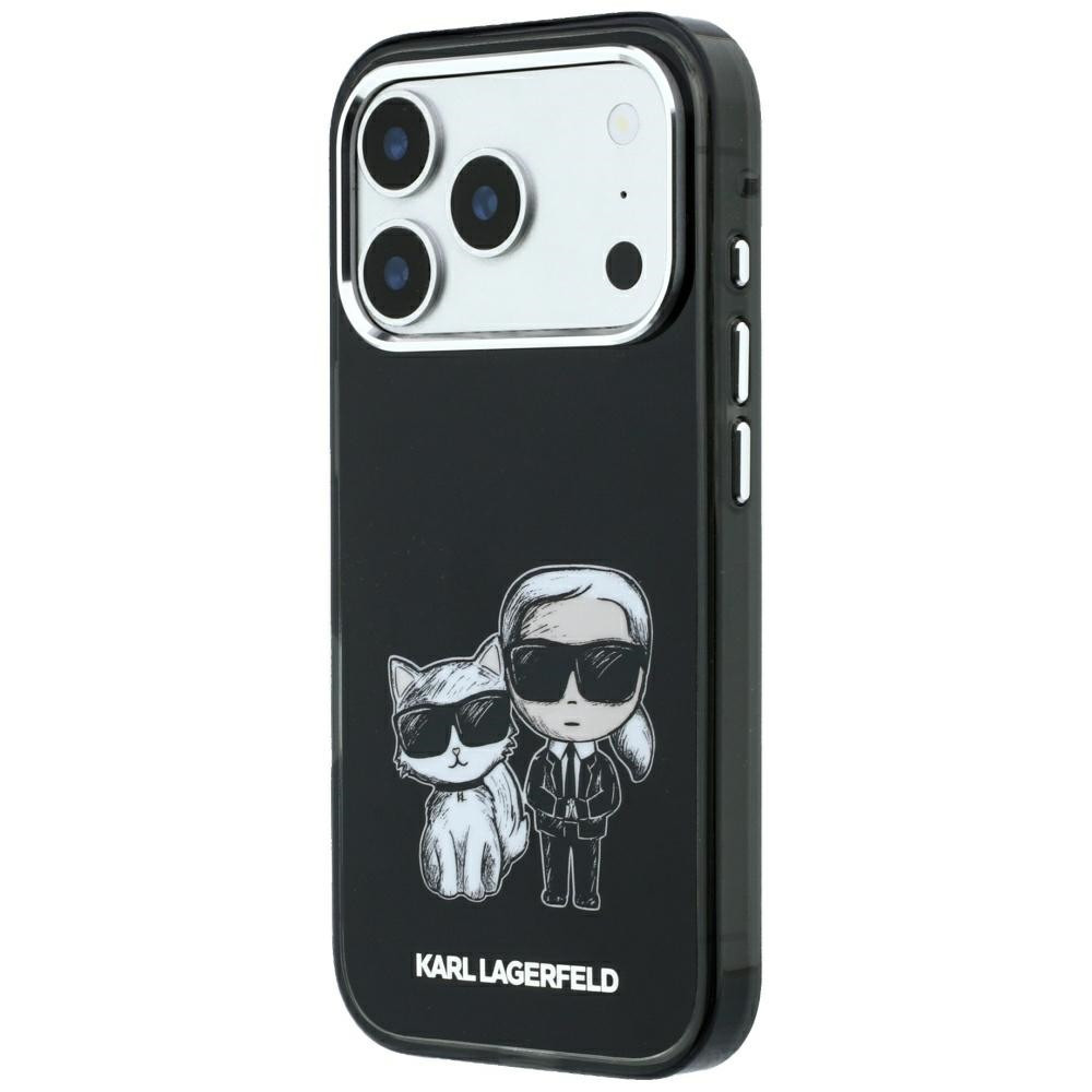 Capa Karl Lagerfeld PU Semi Wrap Smooth Sketch Bodies Magsafe iPhone 17 Pro Max/ 18 Pro Max Preto