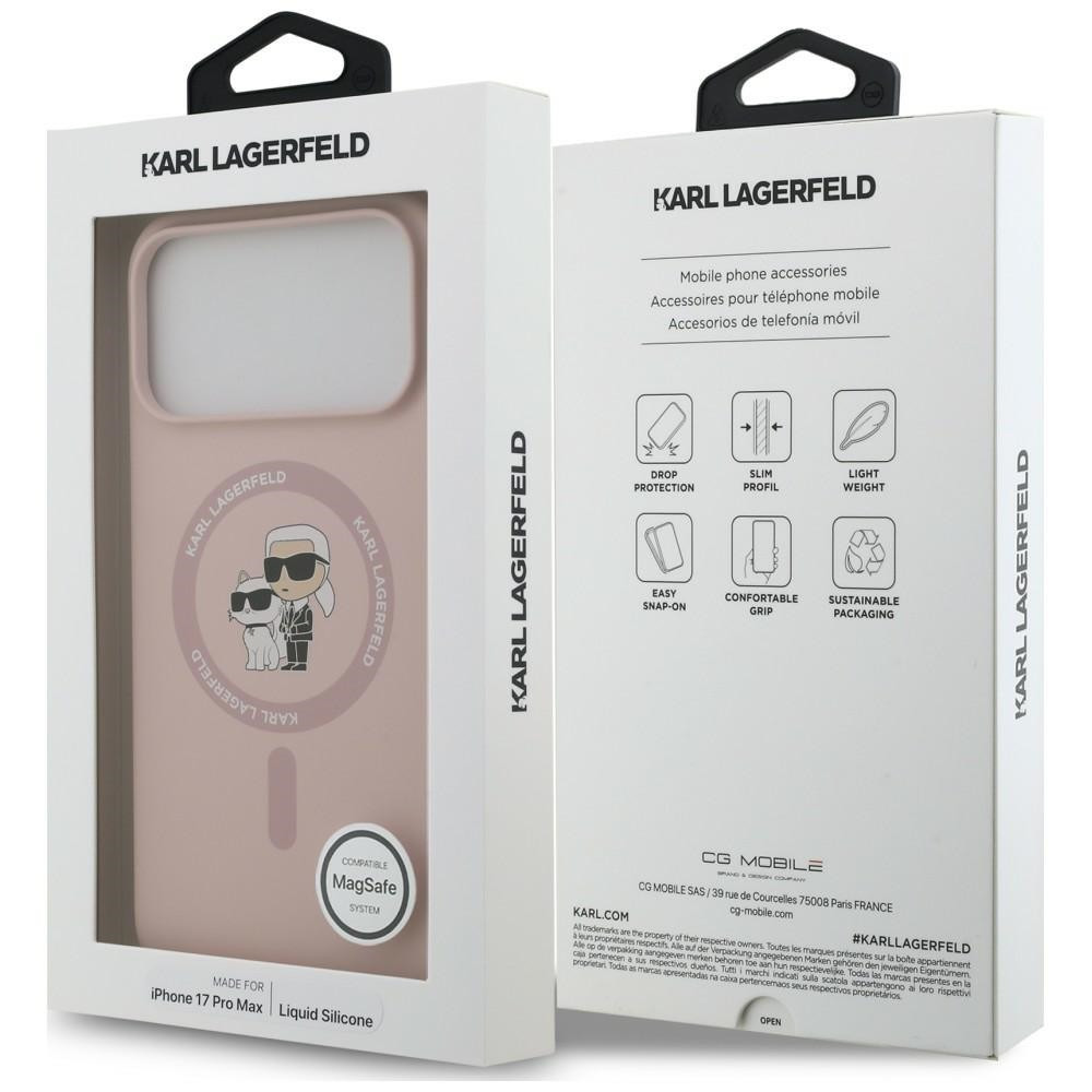 Capa Karl Lagerfeld Liquid Silicone Karl and Choupette MagSafe iPhone 17 Pro Max/ 18 Pro Max Rosa