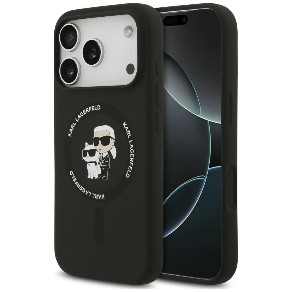 Capa Karl Lagerfeld Liquid Silicone Karl and Choupette MagSafe iPhone 17 Pro Max/ 18 Pro Max Preta