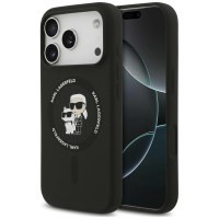 Capa Karl Lagerfeld Liquid Silicone Karl and Choupette MagSafe iPhone 17 Pro Max/ 18 Pro Max Preta