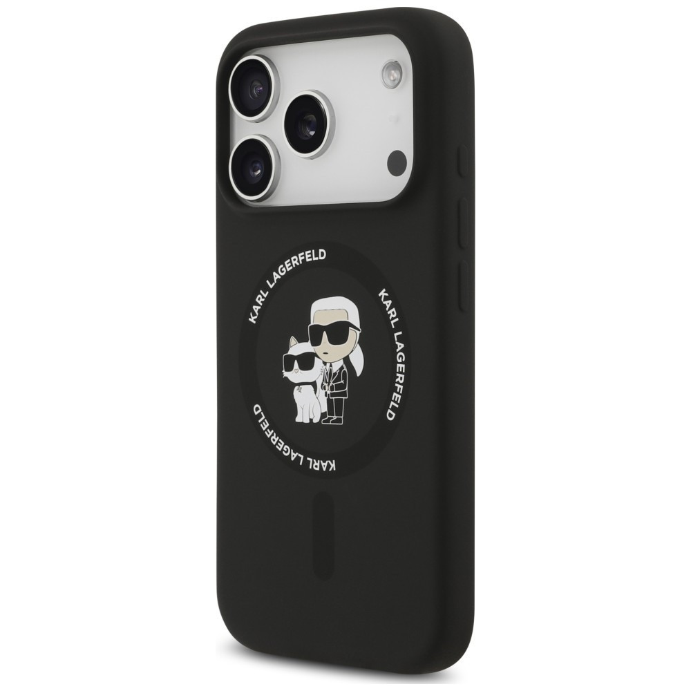 Capa Karl Lagerfeld Liquid Silicone Karl and Choupette MagSafe iPhone 17 Pro Max/ 18 Pro Max Preta