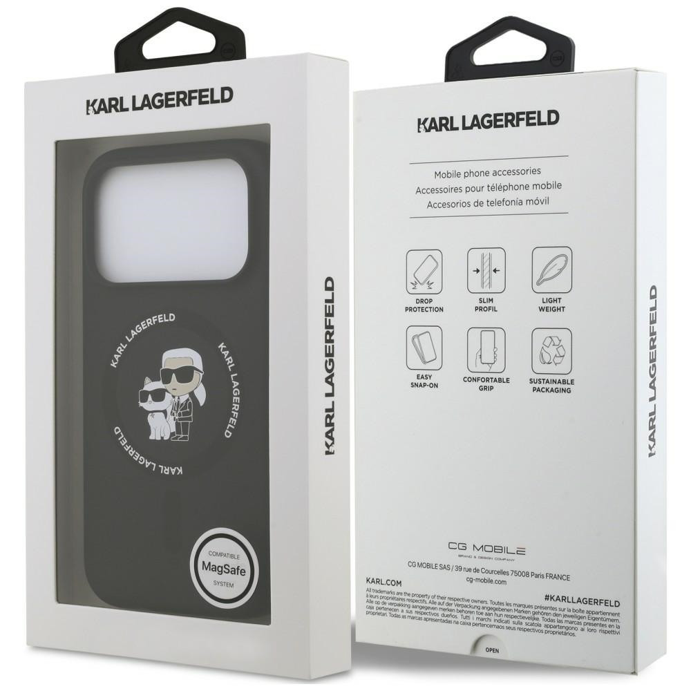 Capa Karl Lagerfeld Liquid Silicone Karl and Choupette MagSafe iPhone 17 Pro Max/ 18 Pro Max Preta