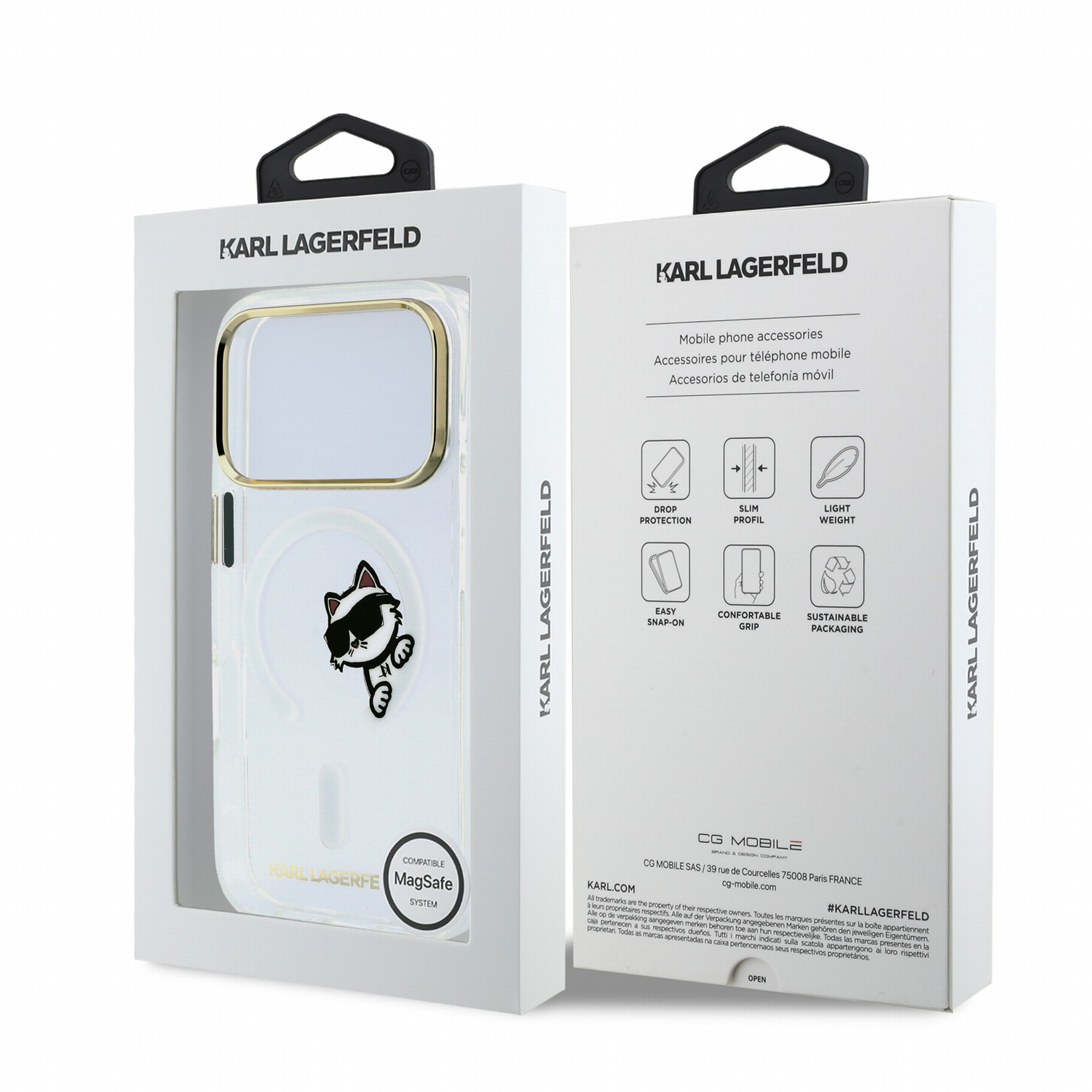 Capa Karl Lagerfeld IML Choupette Peekaboo Magsafe iPhone 17 Pro Max/ 18 Pro Max Transparente