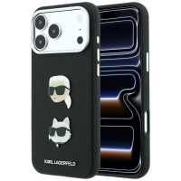 Capa Karl Lagerfeld PU Semi Wrap Saffiano K&CH Heads iPhone 17 Pro Max/ 18 Pro Max Preto
