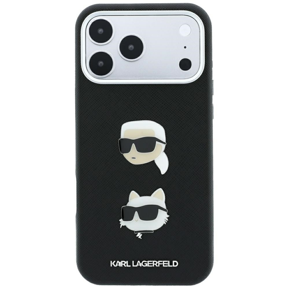 Capa Karl Lagerfeld PU Semi Wrap Saffiano K&CH Heads iPhone 17 Pro Max/ 18 Pro Max Preto