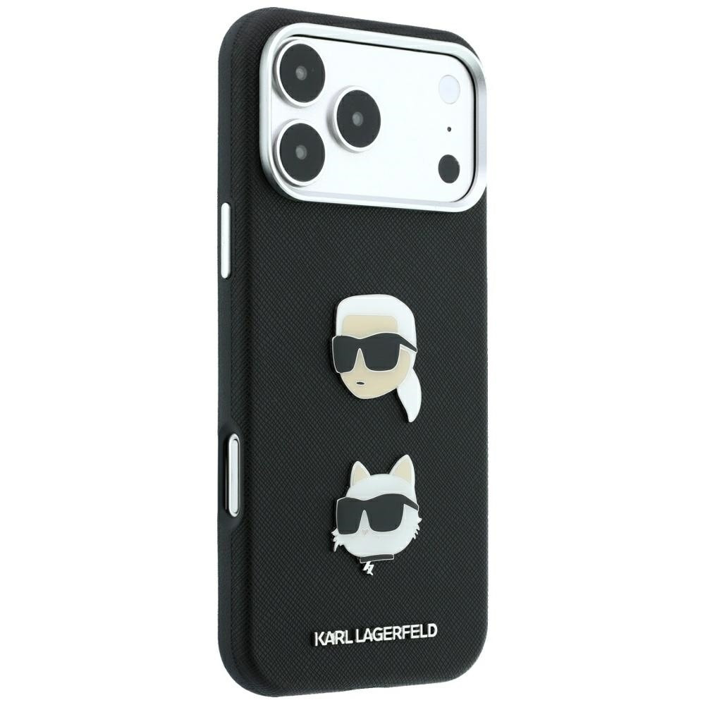 Capa Karl Lagerfeld PU Semi Wrap Saffiano K&CH Heads iPhone 17 Pro Max/ 18 Pro Max Preto