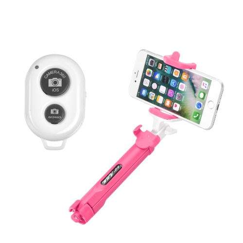 SELFIE STICK BLUN TRIPOD E CONTROLO REMOTO BLUETOOTH PINK