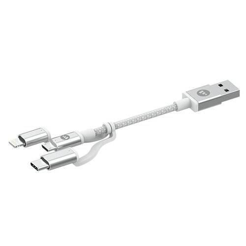 CABO MOPHIE 3 EM 1 USB-A - MICRO-USB/USB-C/LIGHTNING 1M WHITE