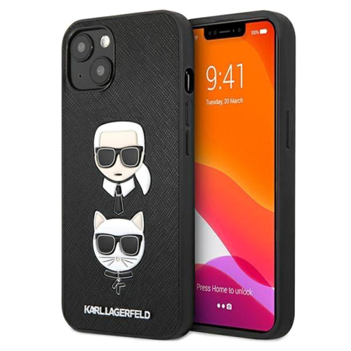 CAPA KARL LAGERFELD IPHONE 13 CHOUPETTE/KARL LEATHER BLACK
