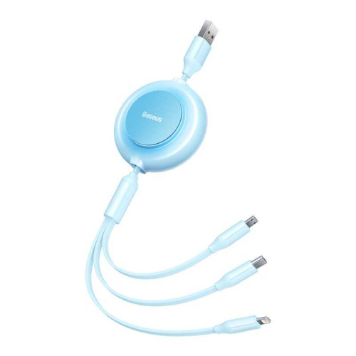 CABO BASEUS 3 EM 1 USB / M+L+C 3.5A 1.1M LIGHT BLUE (CAMJ010017)
