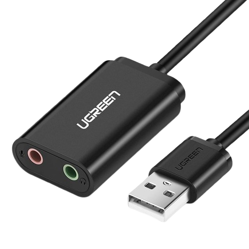 UGREEN PLACA DE SOM USB US205 USB 2.0 PARA 2X3.5MM BLACK (30724)
