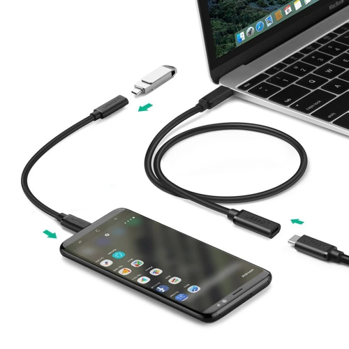 UGREEN CABO DE EXTENSÃO USB-C MACHO PARA USB-C FÊMEA 50CM MULTIFUNÇÕES UGREEN (40574) BLACK