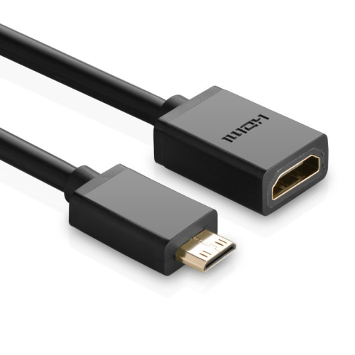 ADAPTADOR UGREEN MINI HDMI MALE / HDMI FEMALE 22CM BLACK 