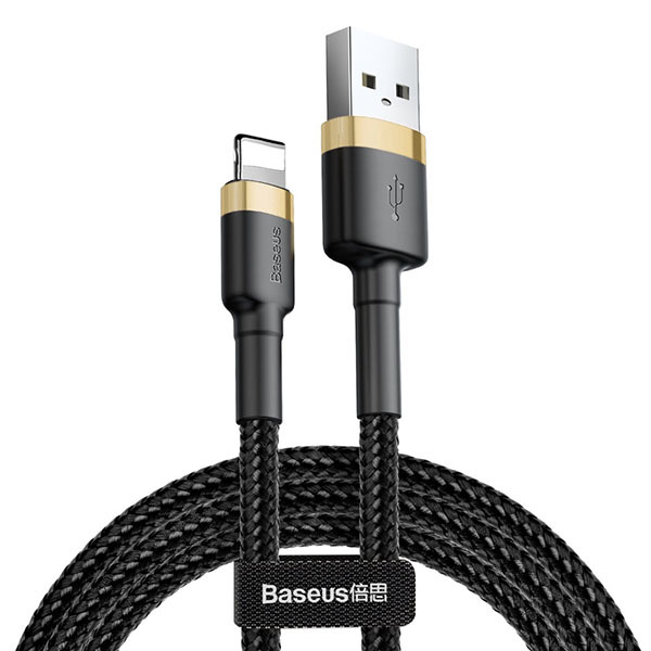 CABO BASEUS BRAINDED USB-A/LIGHTNING 2.4A 1M (BLACK/GOLD)