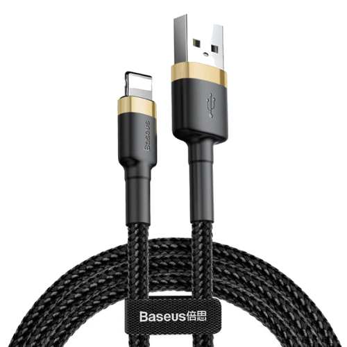 CABO BASEUS BRAINDED USB-A/LIGHTNING 2.4A 1M (BLACK/GOLD)
