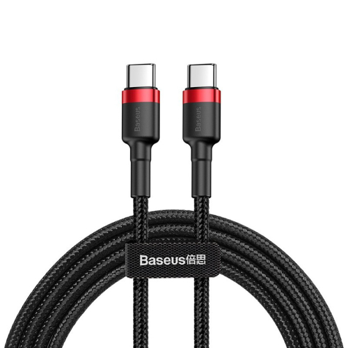 CABO BASEUS BRAIDED USB-C/USB-C 3A 1M (BLACK/RED)