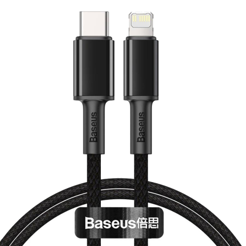 CABO BASEUS BRAIDED USB-C/LIGHTNING 20W 1M (BLACK)
