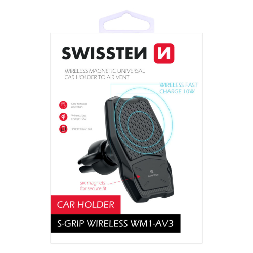 SWISSTEN - MAGNETIC CAR AIR VENT HOLDER WIRELESS CHARGER 10W