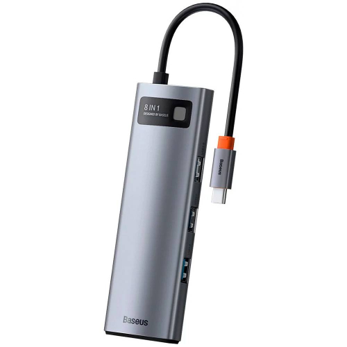 BASEUS METAL GLEAM 8IN1 MULTIFUNCIONAL TYPE-C/HUB/HDMI/SD/RJ45/USB GRAY