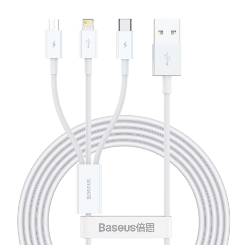 CABO BASEUS SUPERIOR  3-IN-1 3.5A 1.5M WHITE