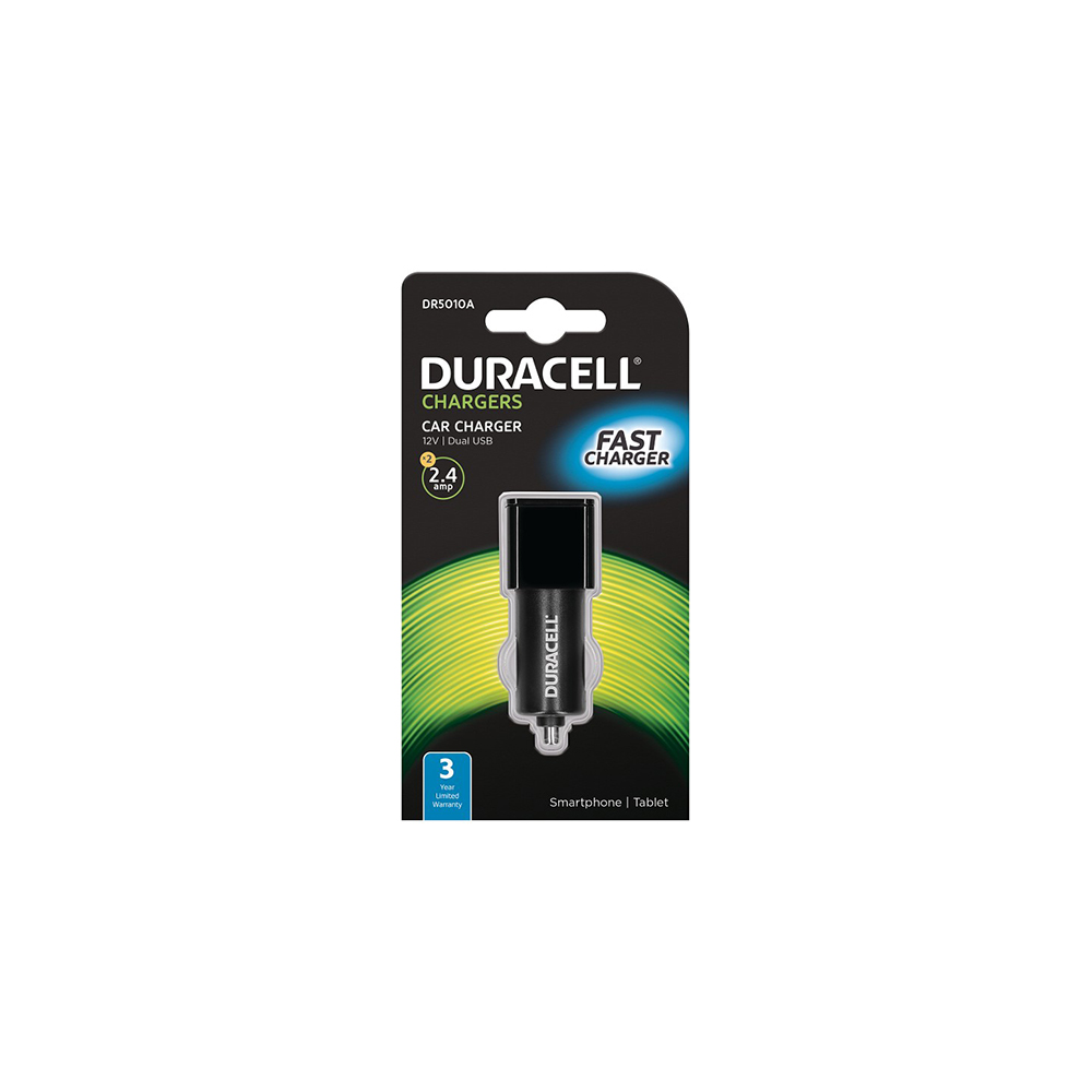 CARREGADOR DE ISQUEIRO DURACELL DUAL USB (2X 2.4A) - DR5010A