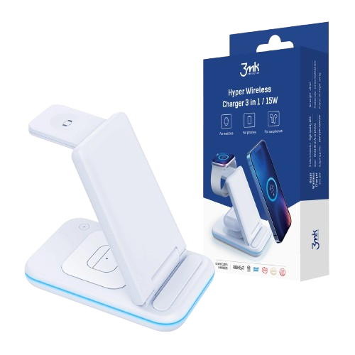 CARREGADOR 3MK HYPER 3IN1 WIRELESS 15W  WHITE