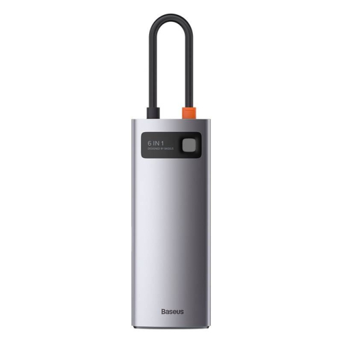 BASEUS METAL GLEAM 6IN1 MULTIFUNCIONAL TYPE-C/HUB/HDMI/RJ45/3X USB 3.0 GRAY